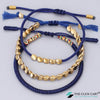 TCC™ Natural Tibetan Copper Blue Rope 3 Layer Goodluck Wealth Charm Bracelet